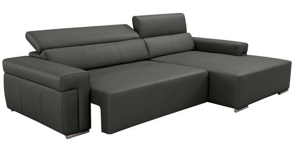 ECKSOFA DUA in Echtleder Anthrazit  293/170 cm  - Chromfarben/Anthrazit, Design, Leder/Metall (293/170cm) - Novel