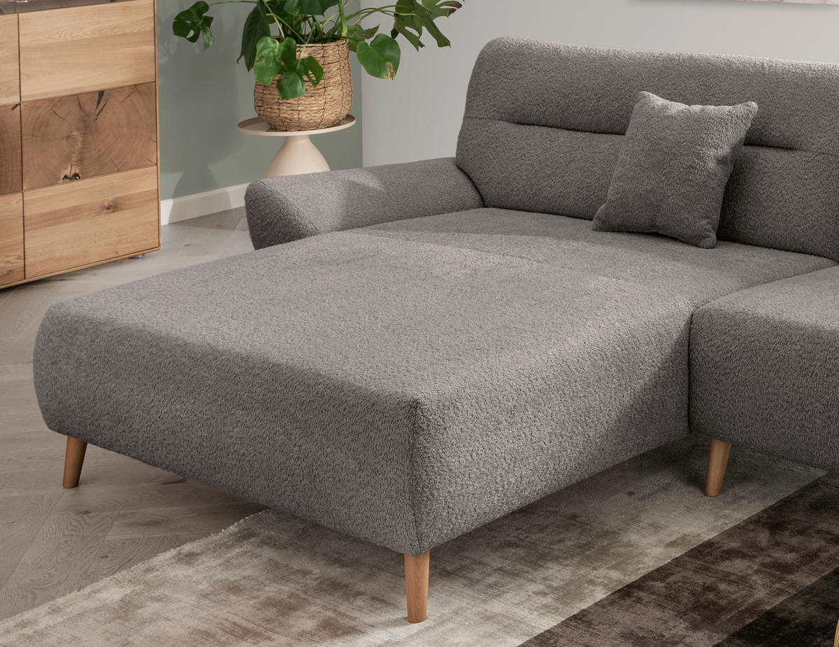 ECKSOFA in Bouclé Anthrazit  - Wildeiche/Anthrazit, Konventionell, Holz/Textil (166/290cm) - MID.YOU