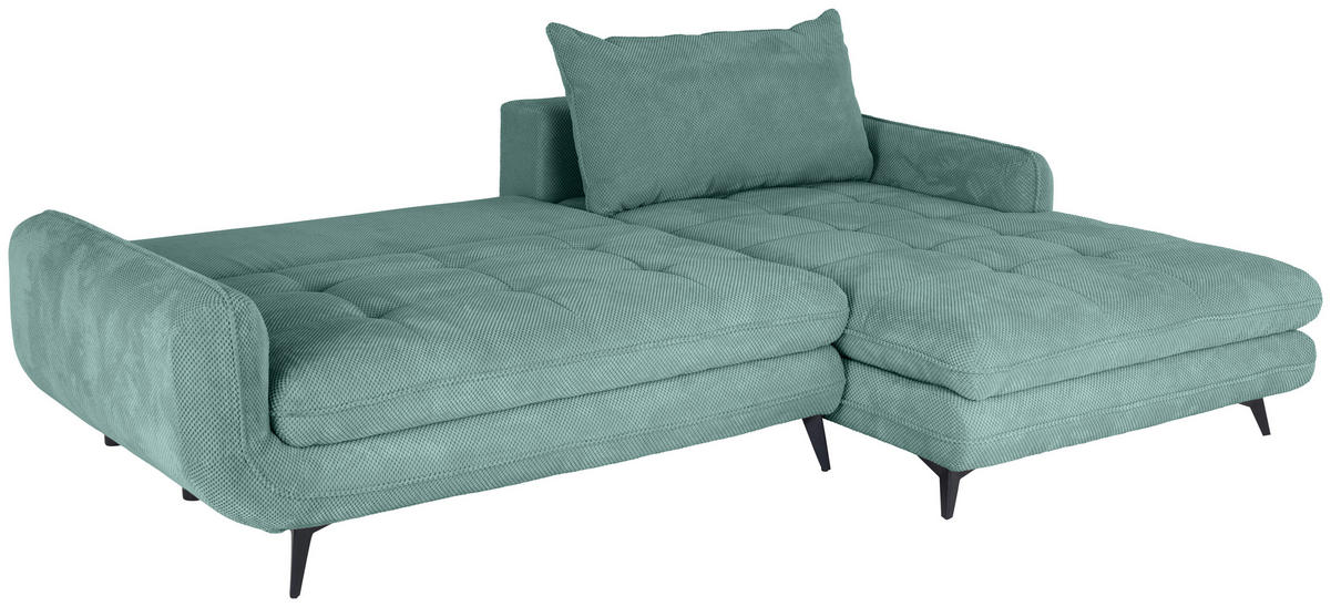 ECKSOFA WAVE Türkis Struktur  - Türkis/Beige, MODERN, Textil/Metall (266/189cm) - MID.YOU