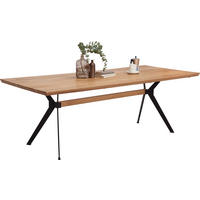 TRPEZARIJSKI STO  crna, boja hrasta   - boja hrasta/crna, Prirodno, drvo/metal (220/100/76cm) - Linea Natura