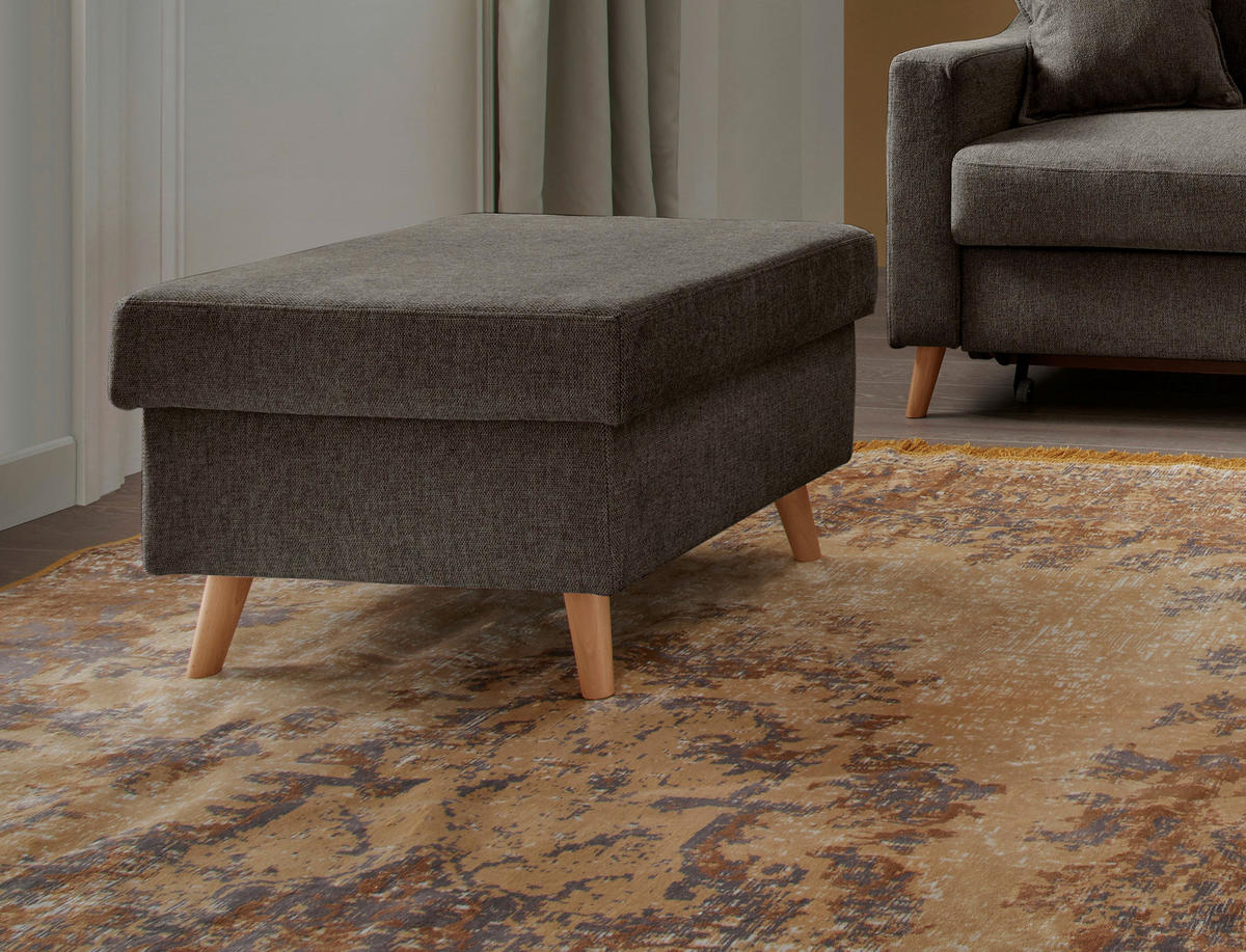 HOCKER in Textil Braun  - Naturfarben/Braun, KONVENTIONELL, Holz/Textil (61/43/61cm) - P & B