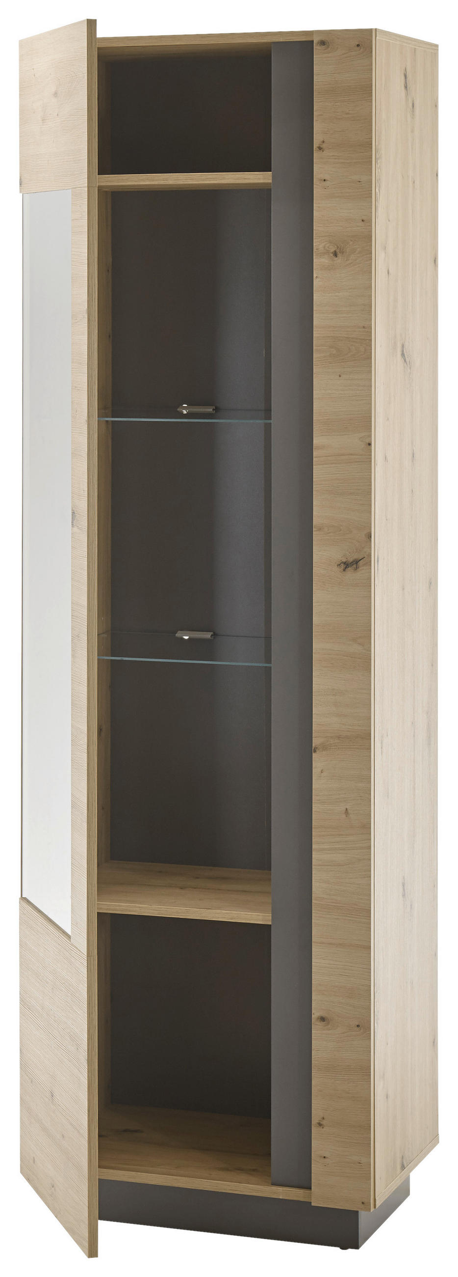 VITRINE in Grau, Eiche Artisan  - Eiche Artisan/Grau, Design, Glas/Holzwerkstoff (60/194/40cm) - MID.YOU