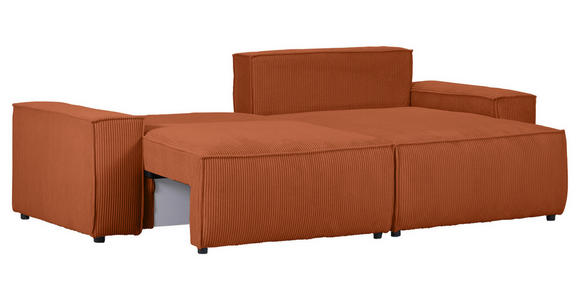 ECKSOFA in Cord Rostfarben  - Rostfarben/Schwarz, KONVENTIONELL, Kunststoff/Textil (250/153cm) - Ambia Home