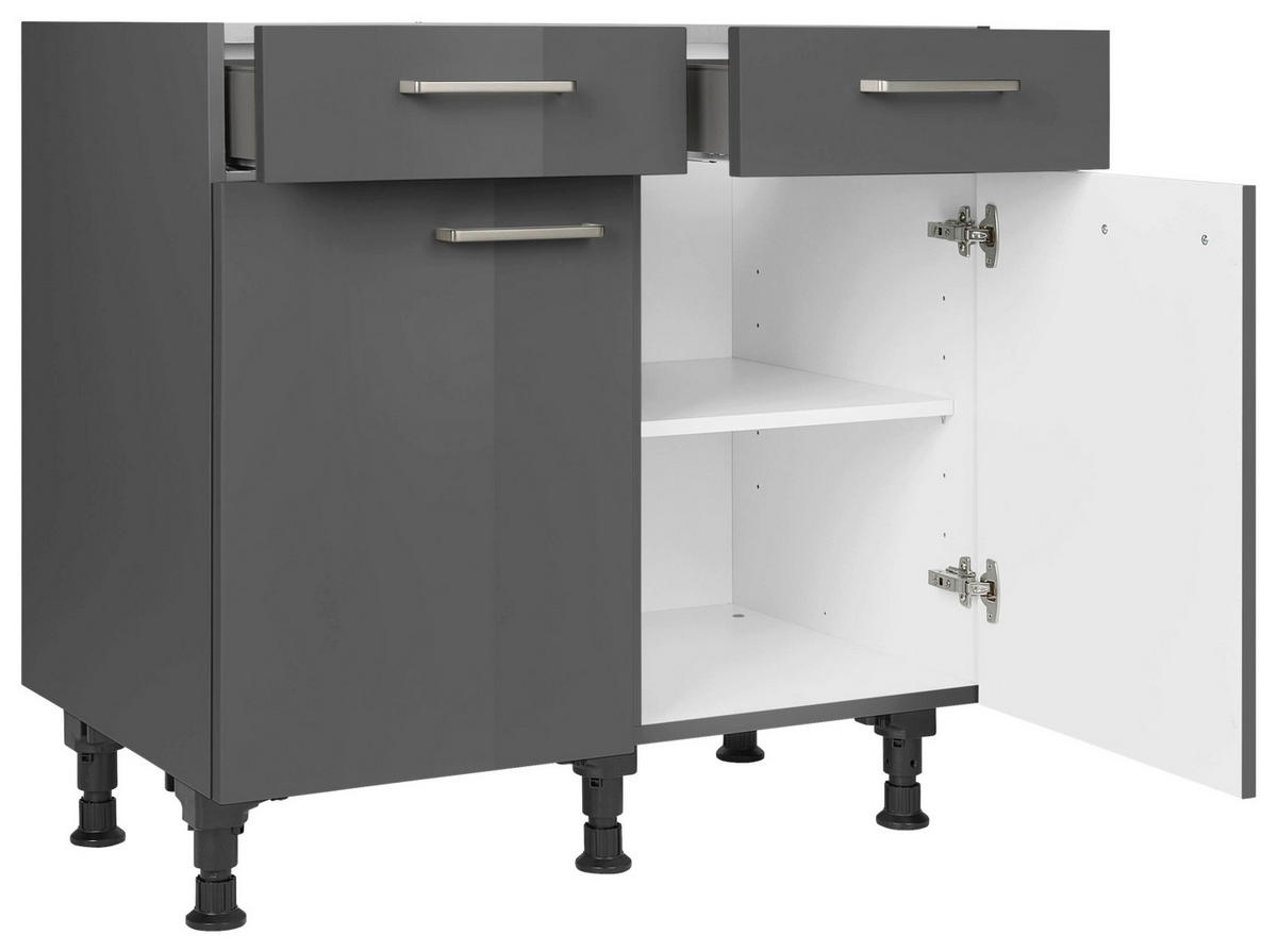 SCHUBKASTENUNTERSCHRANK 90/87/56 cm  in Schieferfarben  - Schieferfarben/Edelstahlfarben, MODERN, Holzwerkstoff/Metall (90/87/56cm) - Nobilia