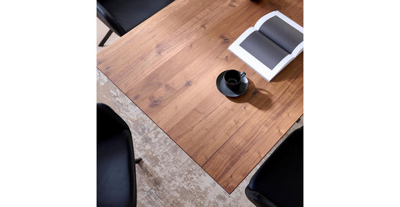 ESSTISCH in Holz, Metall 160-245/90/75 cm  - Nussbaumfarben/Schwarz, Natur, Holz/Metall (160-245/90/75cm) - Linea Natura