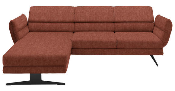 ECKSOFA Rostfarben Flachgewebe  - Rostfarben/Schwarz, Design, Textil/Metall (176-217/279-327cm) - Dieter Knoll