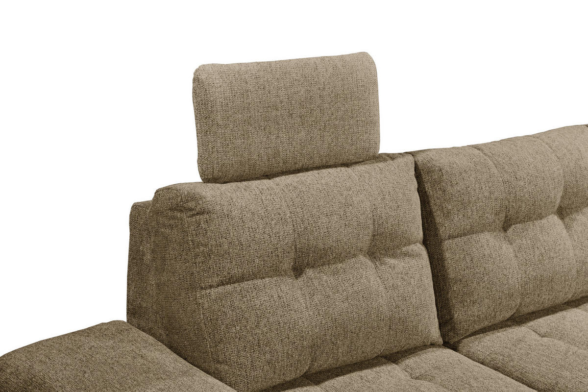 WOHNLANDSCHAFT Sandfarben Webstoff  - Sandfarben/Schwarz, KONVENTIONELL, Kunststoff/Textil (170/324/218cm) - Carryhome