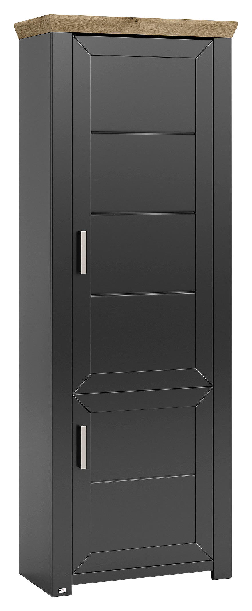 SCHRANK Graphitfarben, Eiche Artisan - Graphitfarben/Eiche Artisan, Design, Holzwerkstoff/Metall (74,5/206,6/42,2cm) - SetOne by Musterring