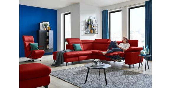 ECKSOFA in Echtleder Rot  - Rot/Schwarz, Design, Leder/Metall (239/289cm) - Cantus