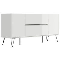 SIDEBOARD Posseik Industrial  in 155/75,8/42 cm  - Weiß Hochglanz/Eichefarben, Design, Holzwerkstoff/Metall (155/75,8/42cm) - P & B