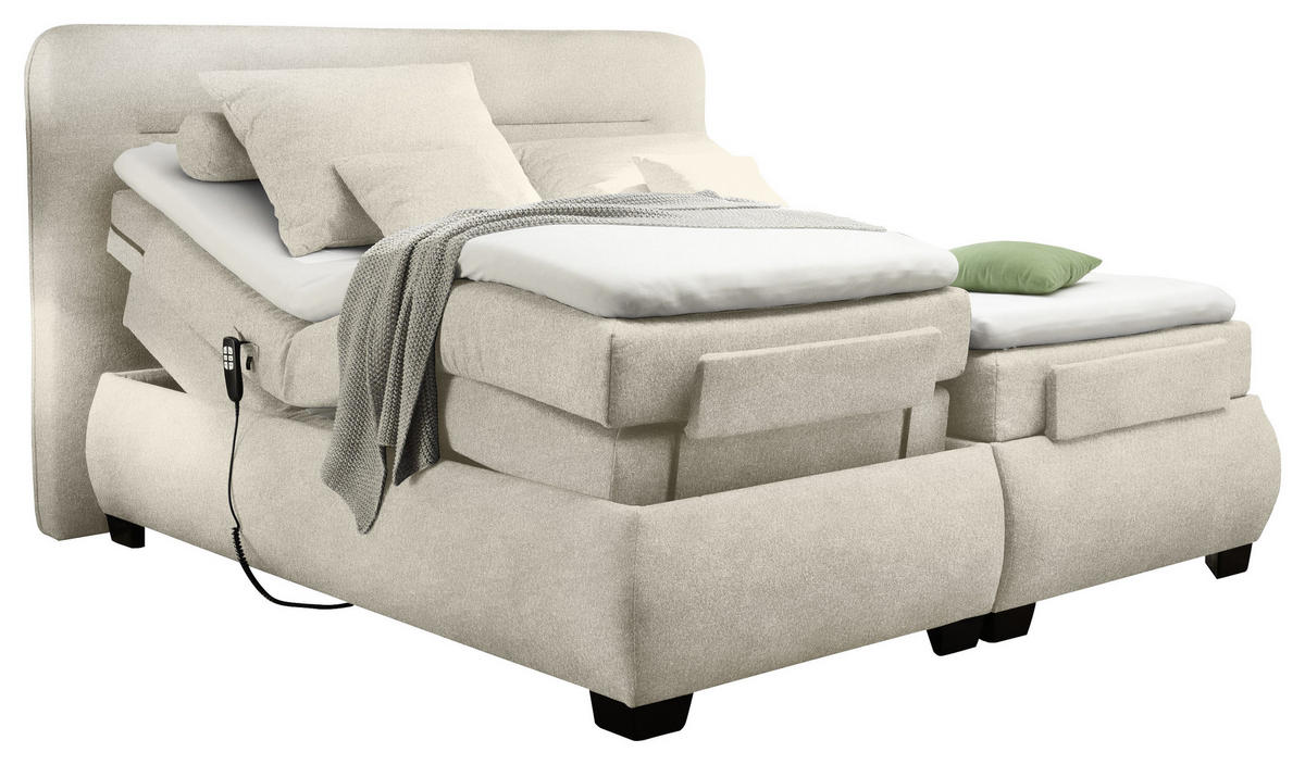 BOXSPRINGBETT 160/200 cm  in Sandfarben  - Sandfarben/Schwarz, Konventionell, Kunststoff/Textil (160/200cm) - MID.YOU