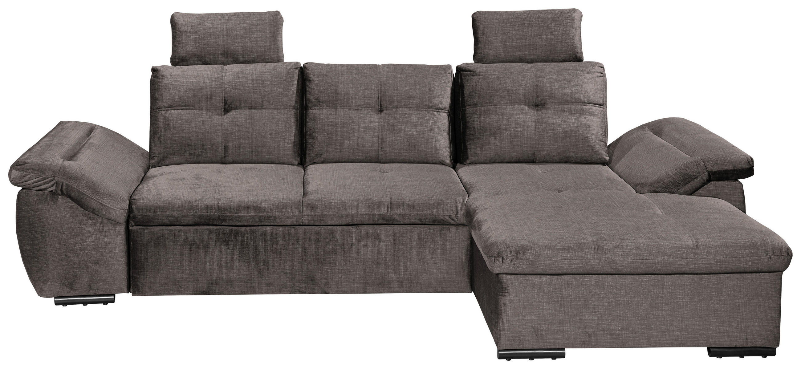 ECKSOFA in Mikrovelours Graubraun  - Graubraun/Schwarz, Konventionell, Kunststoff/Textil (275/170cm) - Carryhome