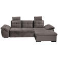 ECKSOFA  in Mikrovelours Graubraun  - Graubraun/Schwarz, KONVENTIONELL, Kunststoff/Textil (275/170cm) - Carryhome