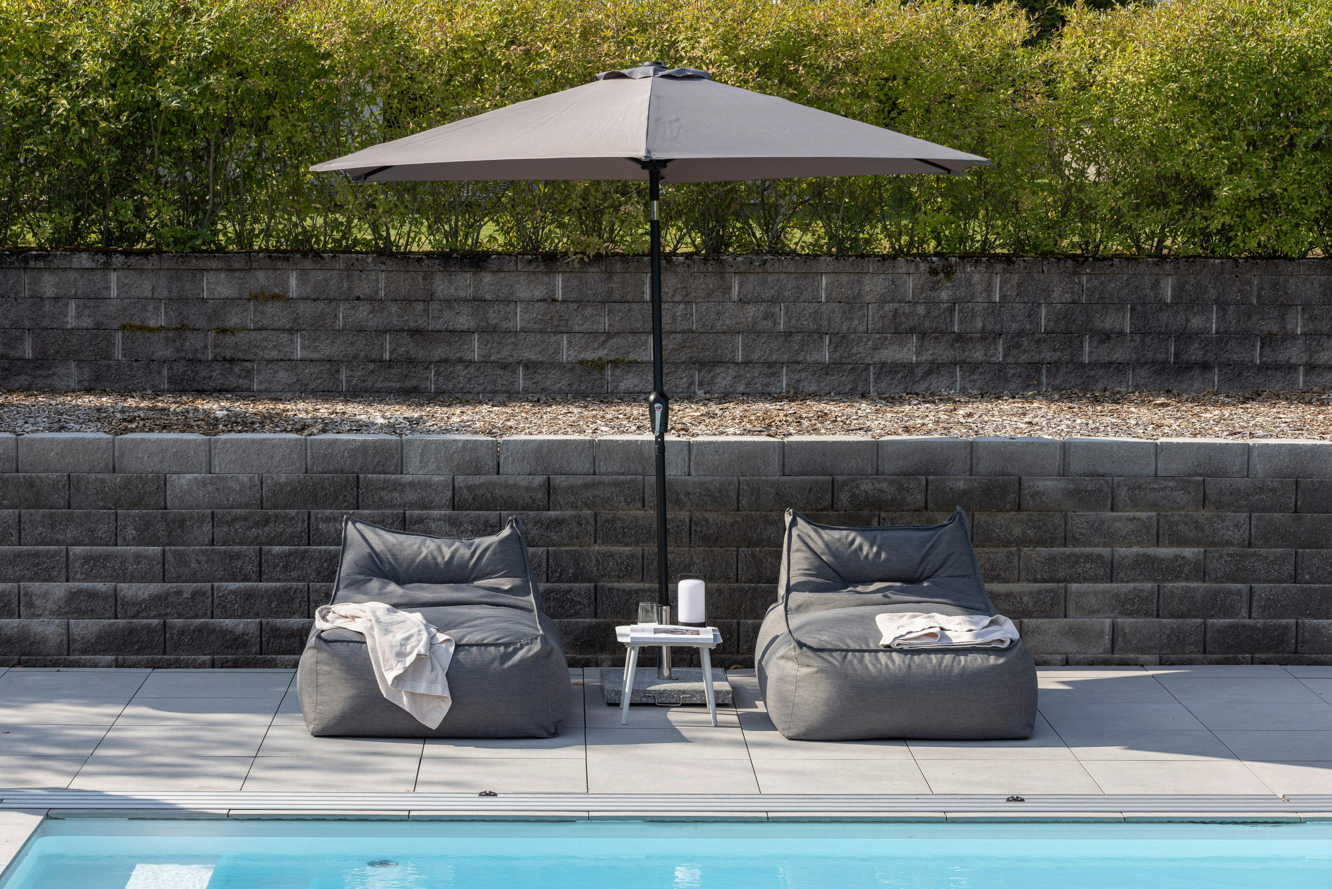 SONNENSCHIRM 300 cm  - Grau, KONVENTIONELL, Textil/Metall (300/300cm) - Gardenson