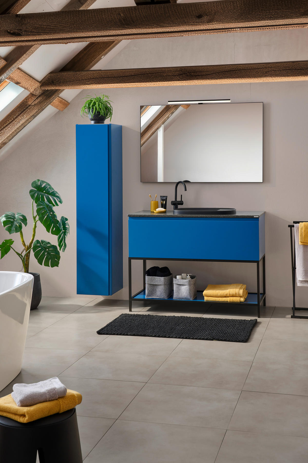 BADEZIMMER  in 120 cm  - Dunkelblau, Design, Glas/Holzwerkstoff (120cm) - Dieter Knoll