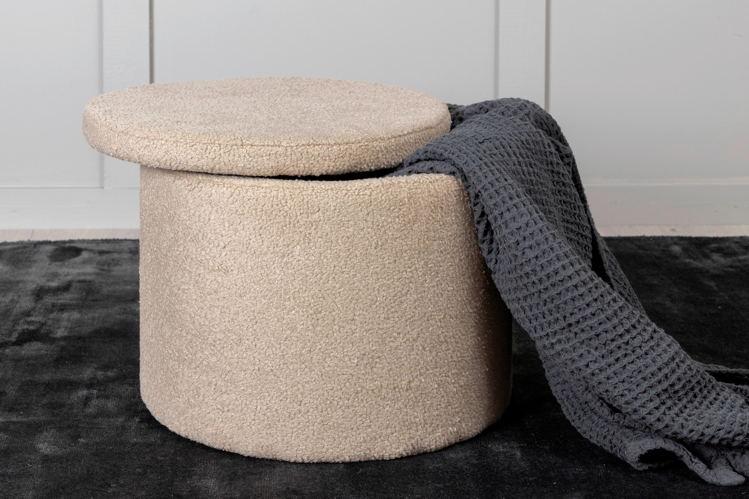 SITTPUFF i  - beige, Design, textil/plast (51/43/51cm) - Livetastic