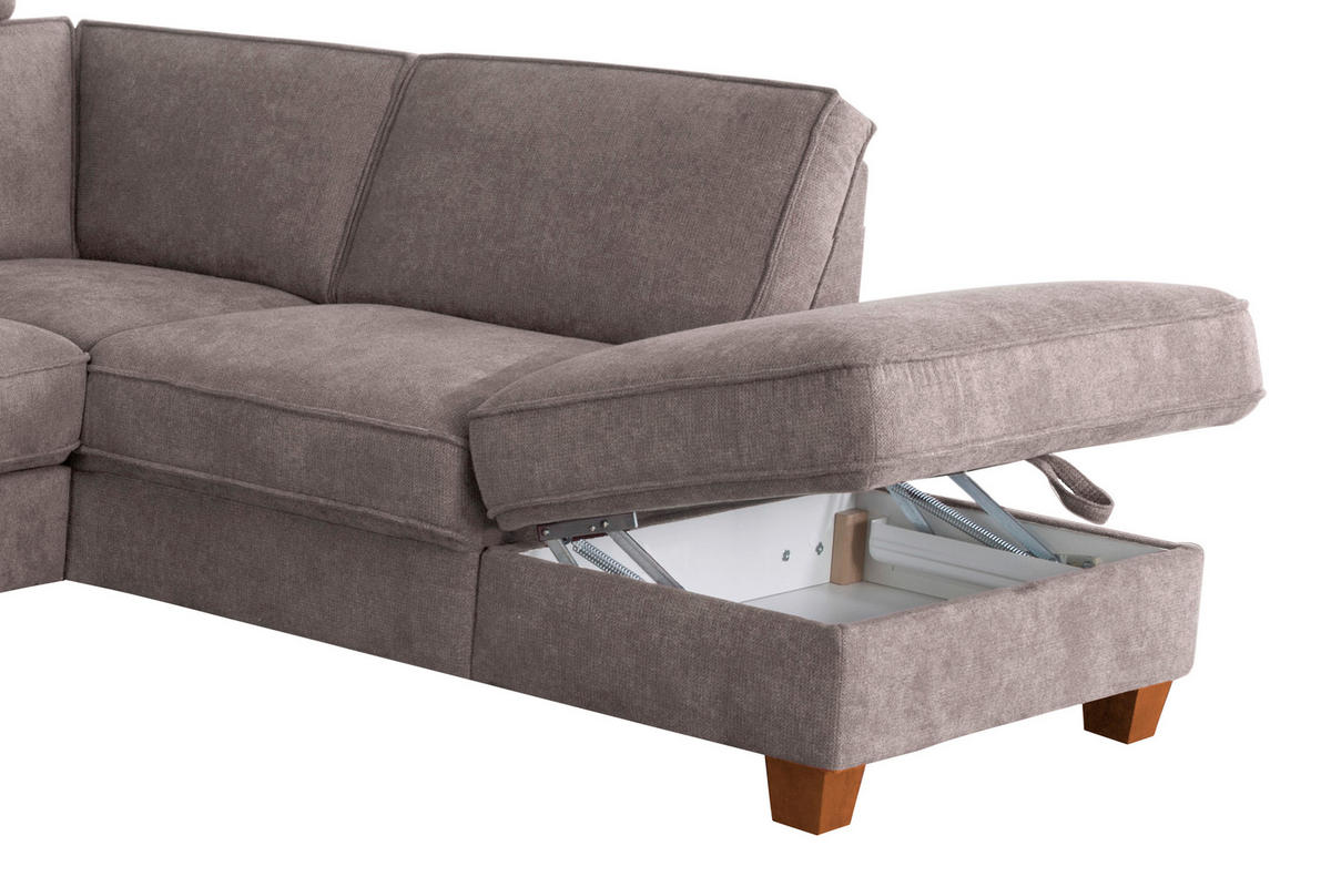 ECKSOFA in Flachgewebe Taupe  - Taupe/Eichefarben, Konventionell, Holz/Textil (236/213cm) - Sit & More