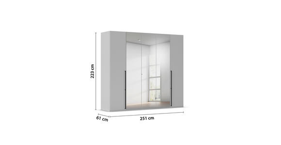 DREHTÜRENSCHRANK 251/223/61 cm,  in Graphitfarben, 5-türig  - Chromfarben/Schwarz, Basics, Glas/Holzwerkstoff (251/223/61cm) - Novel