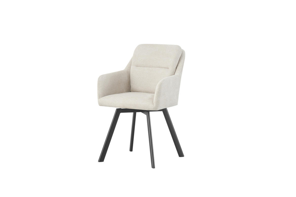 STUHL-SET 2 Stück  in Webstoff  - Anthrazit/Creme, MODERN, Textil (53/87/62cm) - MID.YOU