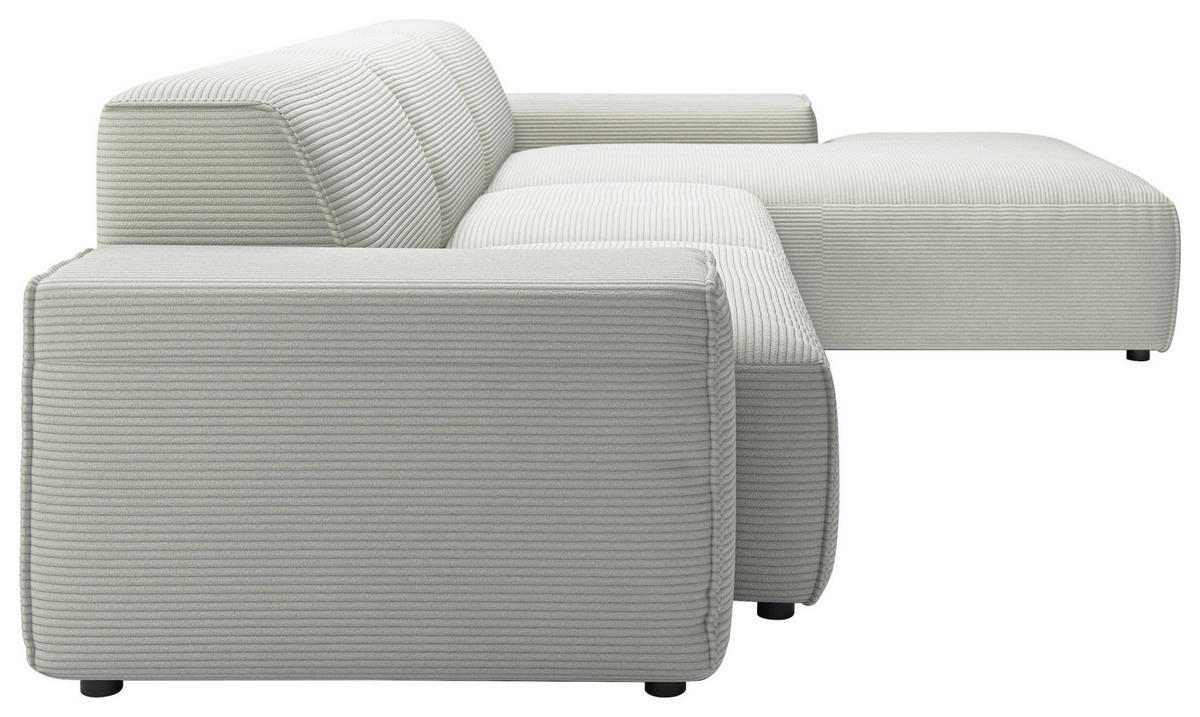ECKSOFA in Cord Hellgrau  - Hellgrau/Schwarz, Design, Kunststoff/Textil (300/189cm) - Pure Home Lifestyle