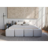 POLSTERBETT Cloudy Bettkasten, Lattenrost 200/200 cm  in Weiß  - Schwarz/Weiß, Design, Holz/Textil (200/200cm) - Boxxx