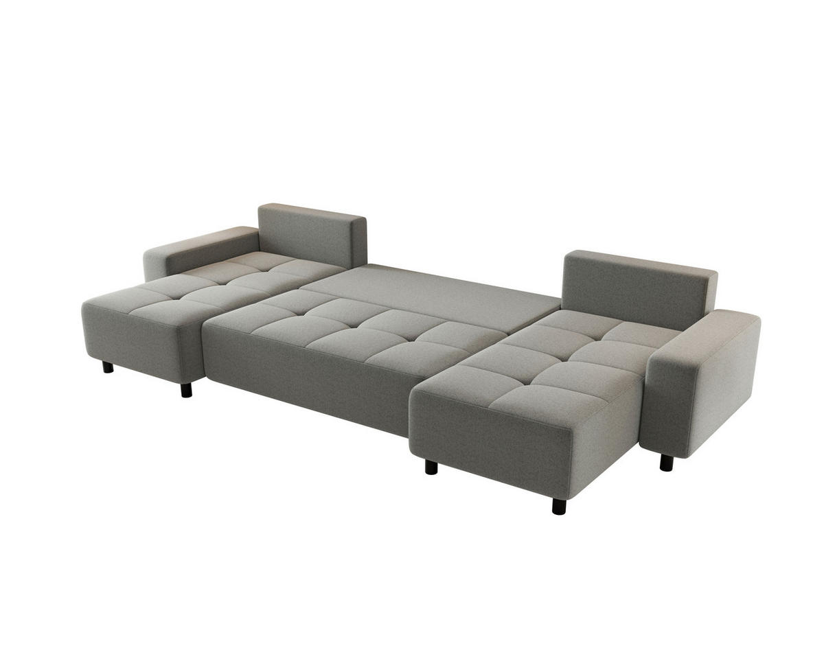 WOHNLANDSCHAFT  in Jacquard Grau  - Schwarz/Grau, MODERN, Kunststoff/Textil (144/318/144cm) - Carryhome