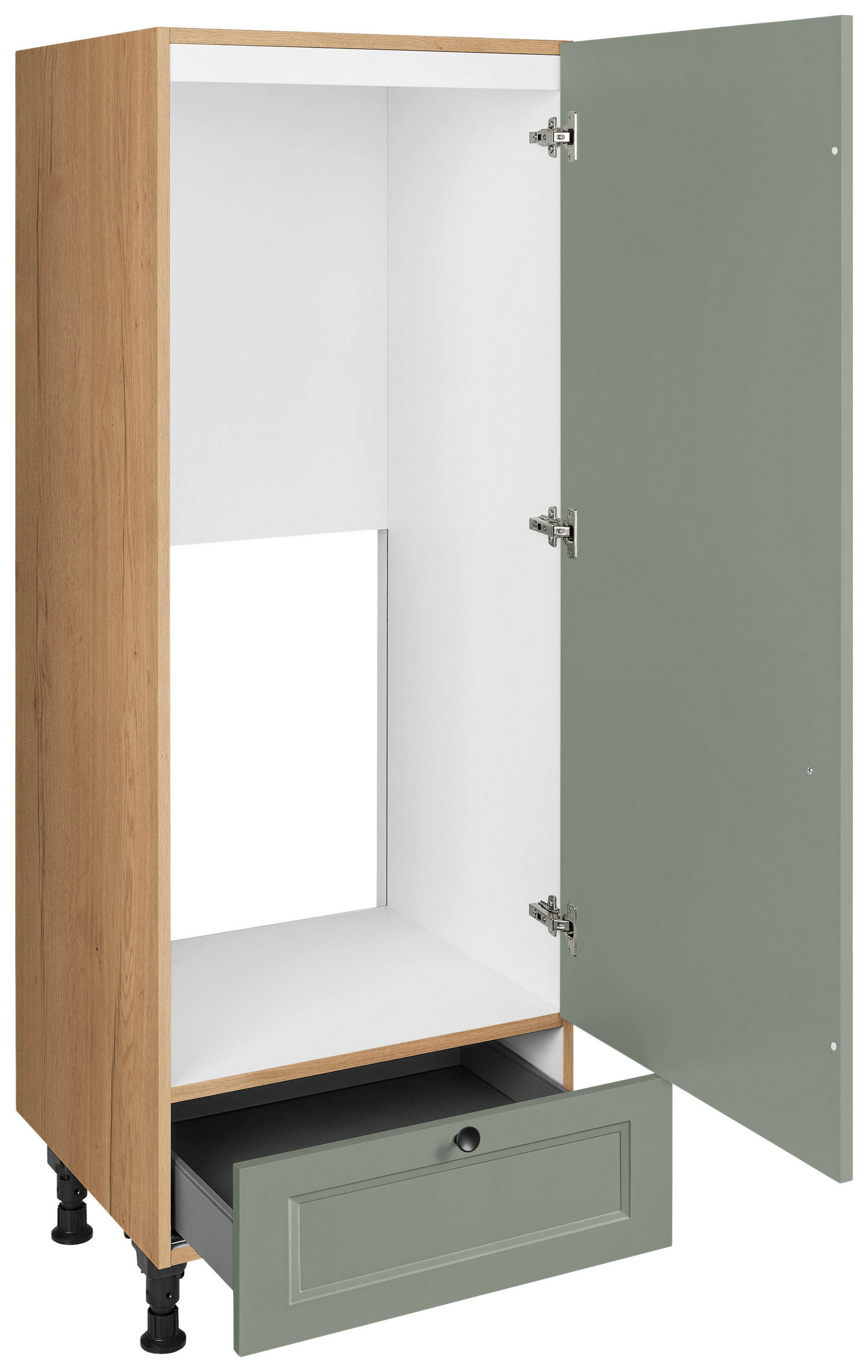 GERÄTEUMBAUSCHRANK 60/168/58 cm  in Grün  - Eichefarben/Schwarz, MODERN, Holzwerkstoff/Metall (60/168/58cm) - Nobilia