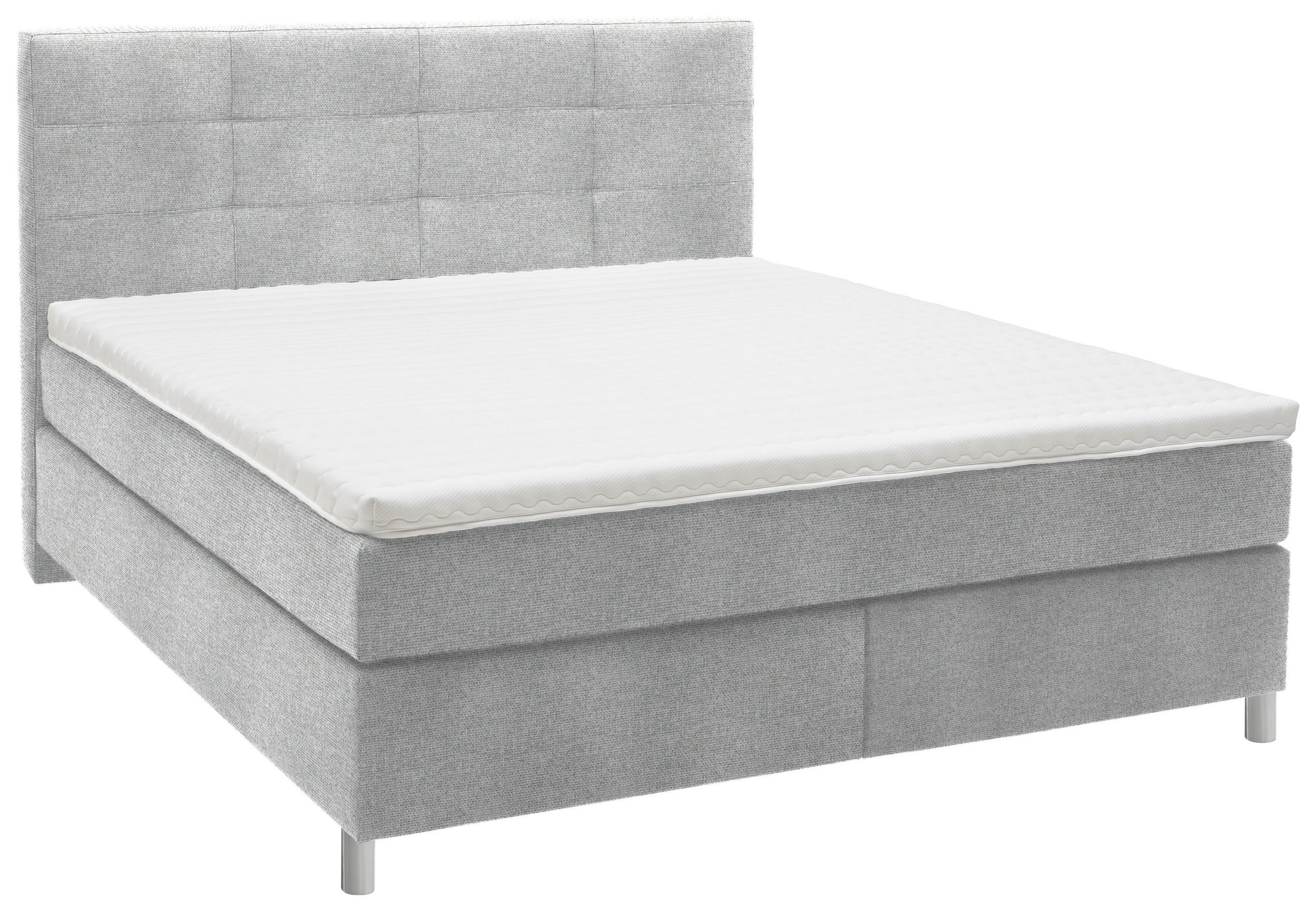 BOXSPRINGBETT 180/200 cm  in Hellgrau  - Chromfarben/Hellgrau, KONVENTIONELL, Kunststoff/Textil (180/200cm) - Voleo
