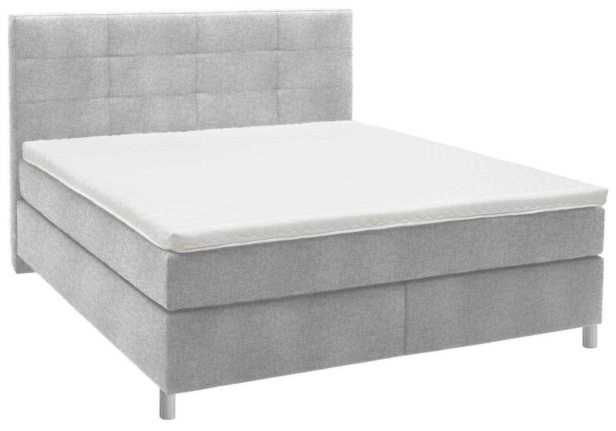 BOXSPRINGBETT 180/200 cm  in Hellgrau  - Chromfarben/Hellgrau, KONVENTIONELL, Kunststoff/Textil (180/200cm) - Voleo