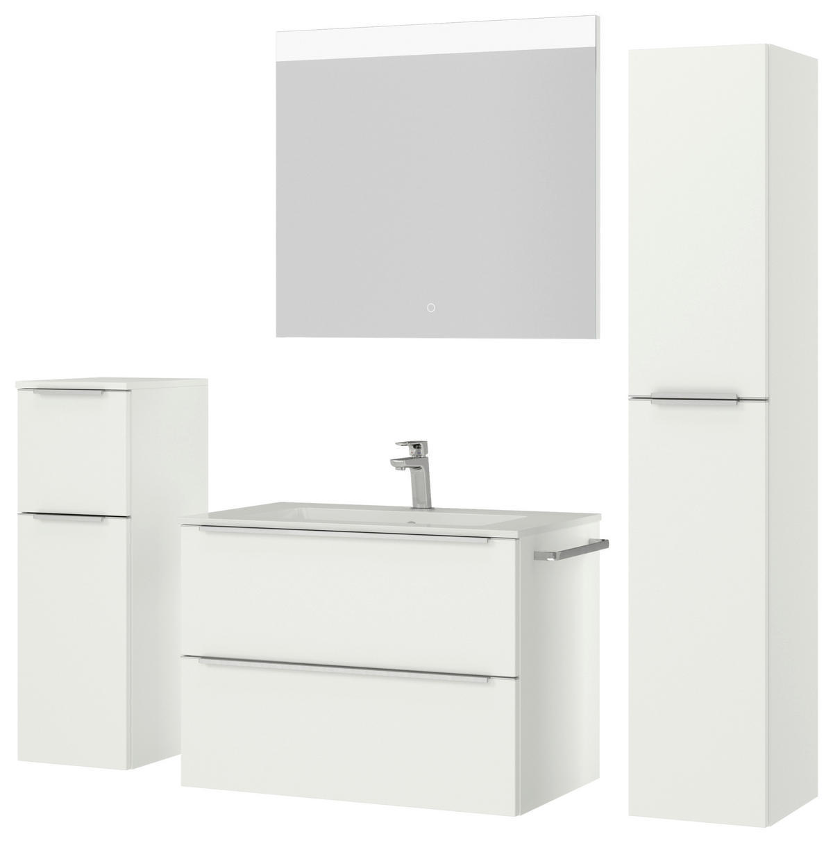 BADEZIMMER 5-teilig  in 141 cm  - Edelstahlfarben/Schwarz, MODERN, Holzwerkstoff/Stein (141cm) - Nobilia