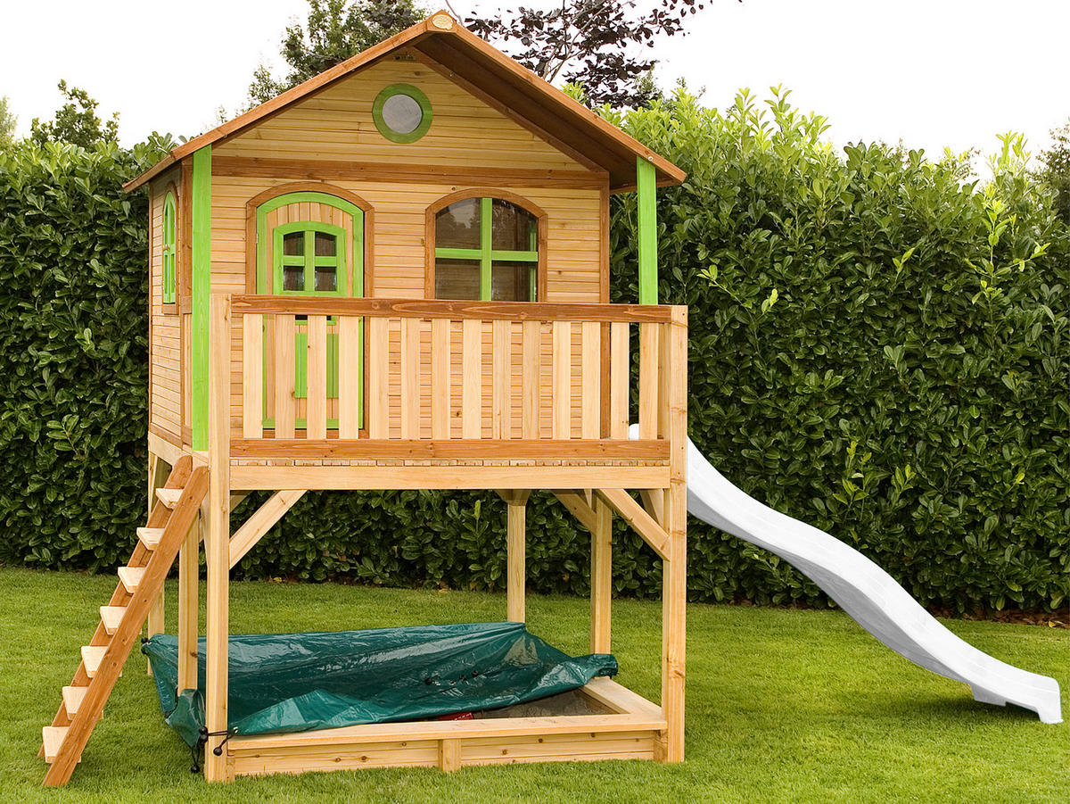 SPIELHAUS 432/293/212 cm  - Braun/Weiß, KONVENTIONELL, Holz (432/293/212cm) - Ambia Garden