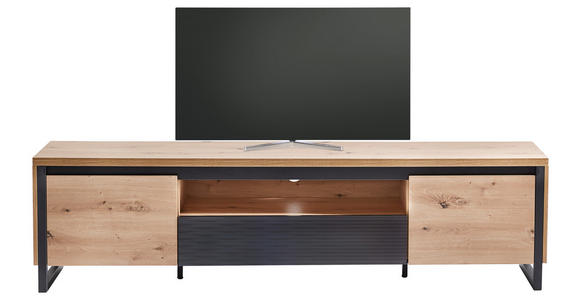 LOWBOARD in 188/48/40 cm - Eichefarben/Schwarz, Design, Holzwerkstoff/Metall (188/48/40cm) - Xora