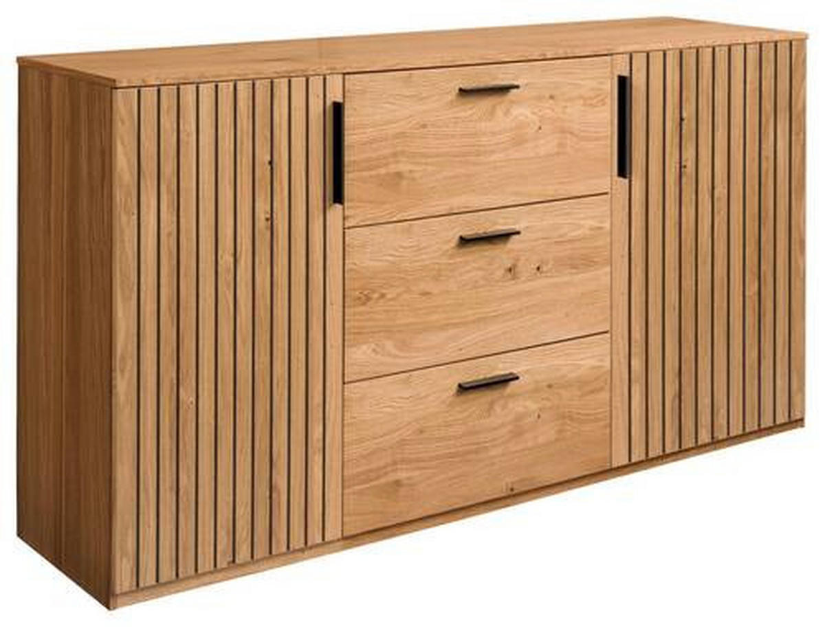 KOMMODE 147/94/42 cm  in Eichefarben  - Eichefarben/Schwarz, Lifestyle, Holz/Holzwerkstoff (147/94/42cm) - Linea Natura