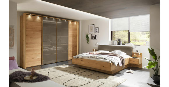 SCHWEBETÜRENSCHRANK  in Braun, Eiche Bianco  - Eiche Bianco/Braun, KONVENTIONELL, Glas/Holz (330/236/67cm) - Linea Natura