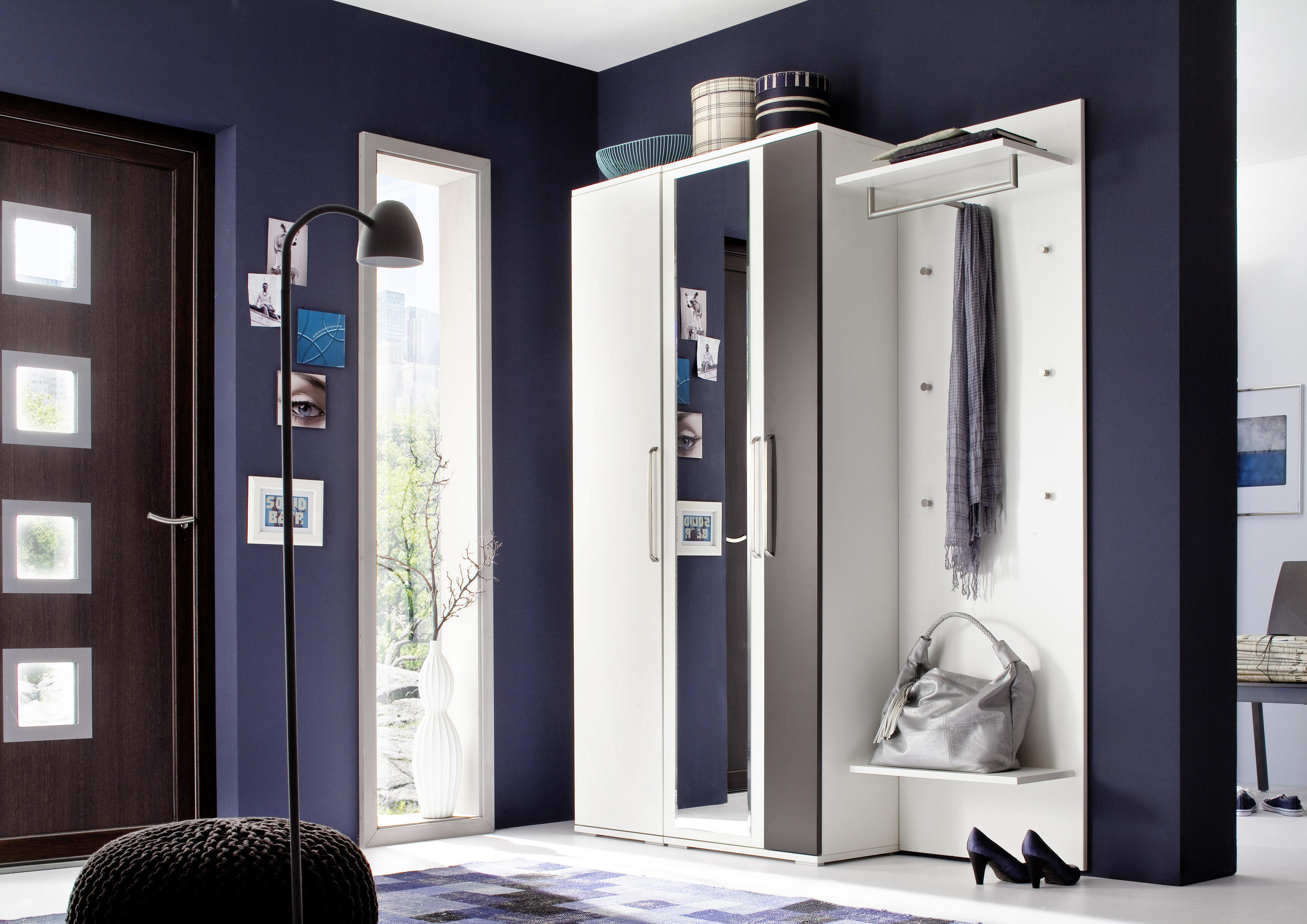 GARDEROBE 3-teilig  in 161/201/36 cm  - Braun/Weiß, Design, Glas/Holzwerkstoff (161/201/36cm) - Moderano