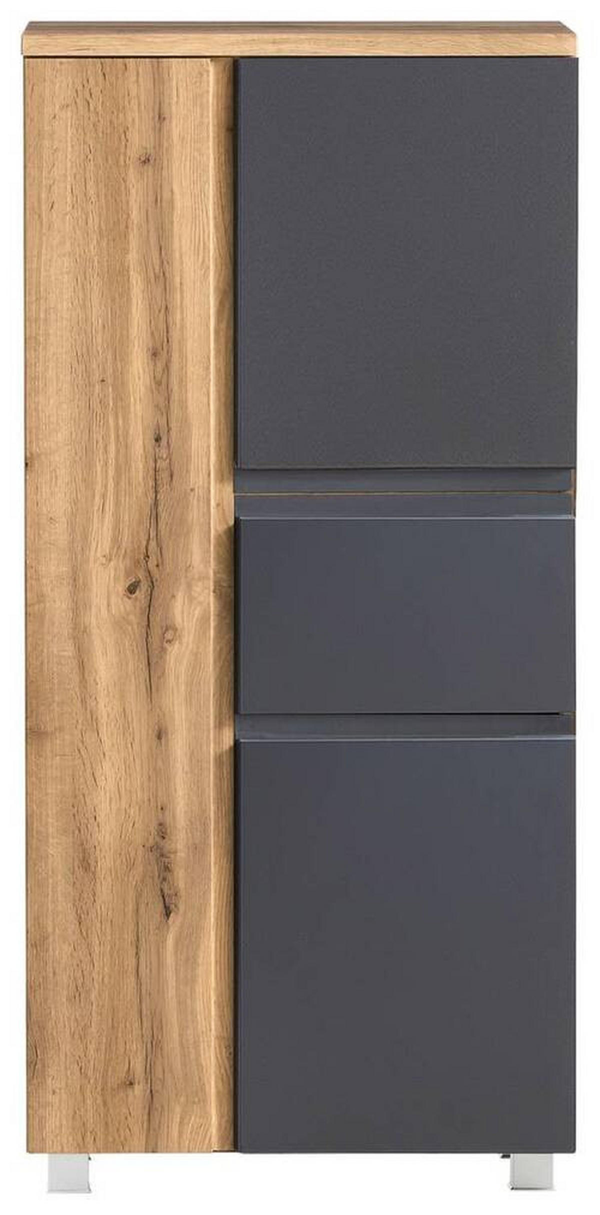 MIDISCHRANK 65/130/35 cm  - Silberfarben/Eiche Wotan, Modern, Holzwerkstoff/Kunststoff (65/130/35cm) - Held