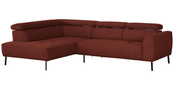 ECKSOFA in Chenille Rostfarben  205/280 cm  - Rostfarben/Schwarz, Design, Textil/Metall (205/280cm) - Xora