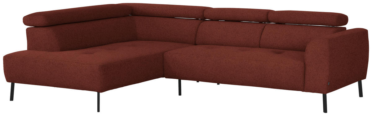 ECKSOFA in Chenille Rostfarben  205/280 cm  - Rostfarben/Schwarz, Design, Textil/Metall (205/280cm) - Xora