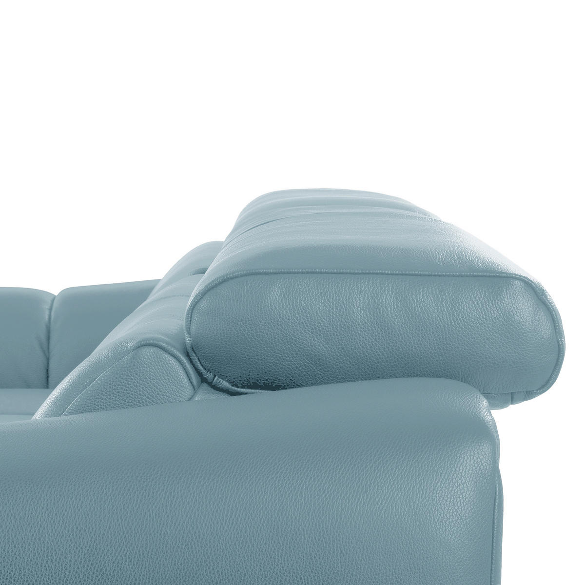 ECKSOFA AVEIRO Hellblau Echtleder Bettkasten, Kopfteilverstellung, Sitzvorzug  - Schwarz/Hellblau, Design, Leder/Kunststoff (177/274cm) - Livetastic