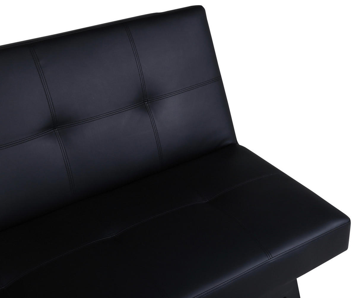 SCHLAFSOFA in Lederlook Schwarz  - Schwarz, Design, Textil/Metall (180/80/55cm) - Livetastic