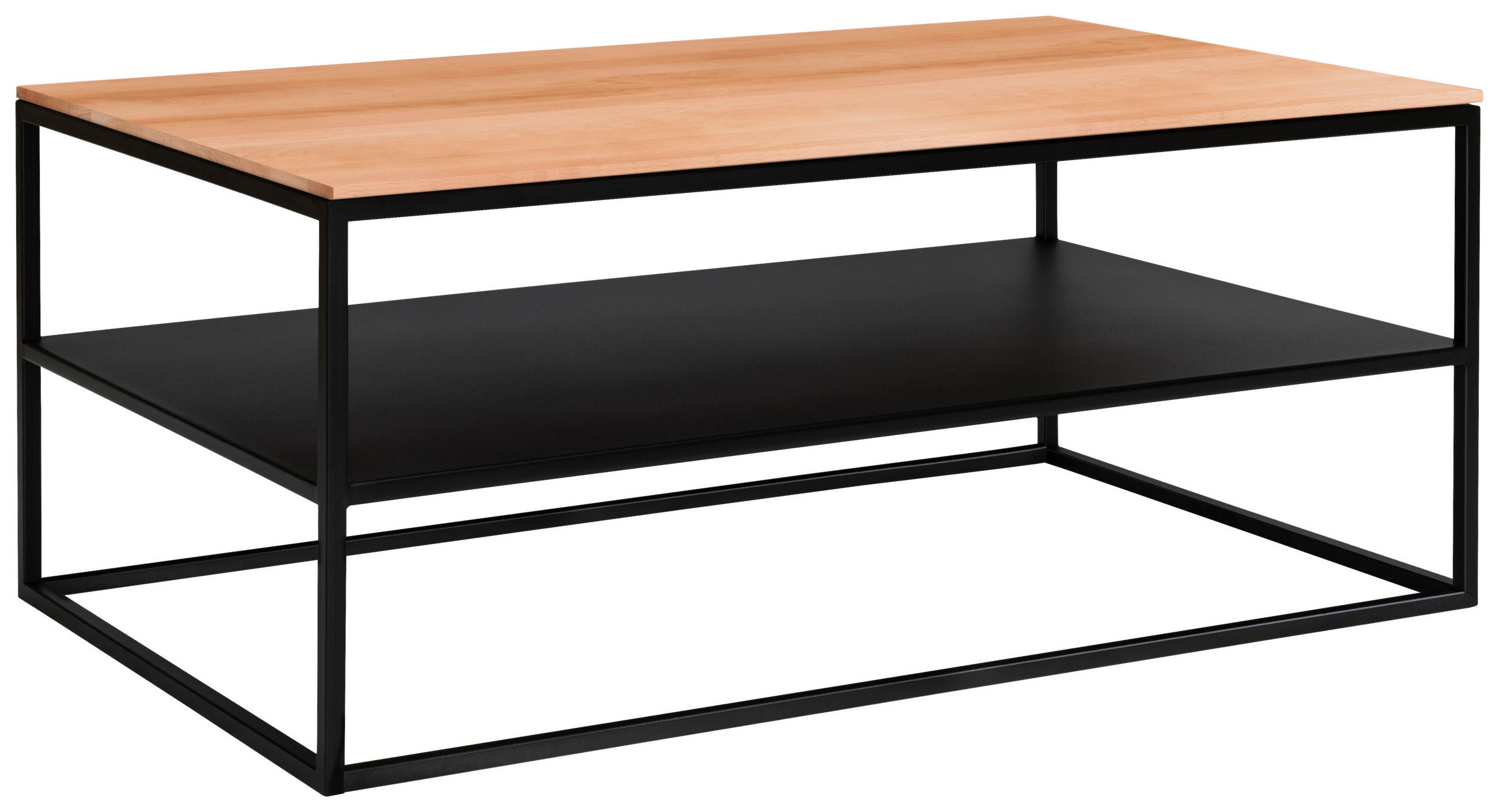 COUCHTISCH Metall 100/60/41,5 cm  - Buchefarben/Schwarz, Design, Holz/Metall (100/60/41,5cm) - Johann Jakob