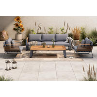 LOUNGEGARNITUR Teakholz Aluminium  - Dunkelgrau, MODERN, Holz/Metall - Ambia Garden