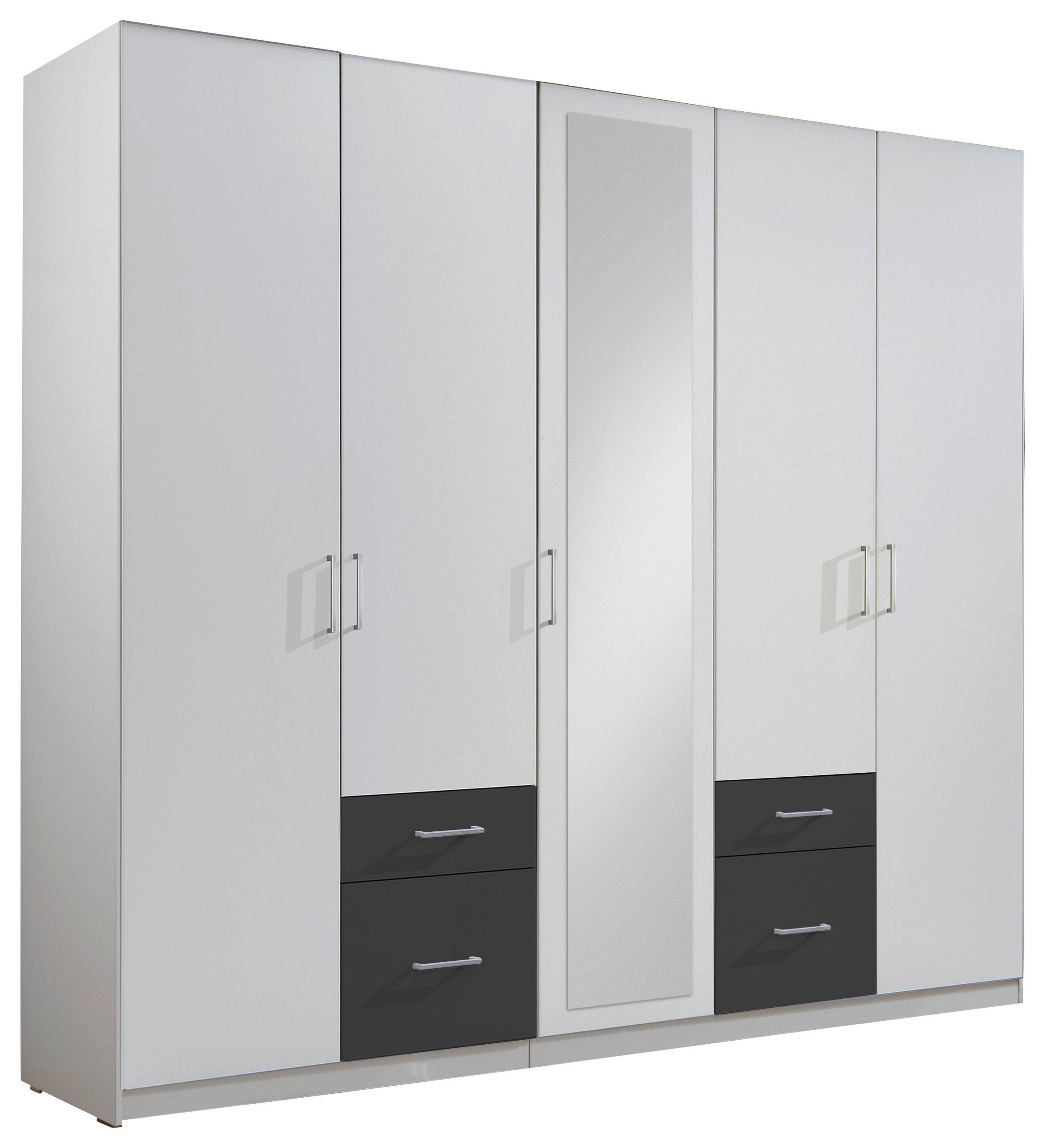 DREHTÜRENSCHRANK 225/210/58 cm 5-türig  - Silberfarben/Graphitfarben, Design, Glas/Holzwerkstoff (225/210/58cm) - MID.YOU