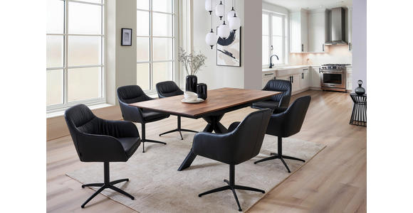 ESSTISCH in Holz, Metall 200-285/100/75 cm  - Nussbaumfarben/Schwarz, Natur, Holz/Metall (200-285/100/75cm) - Linea Natura