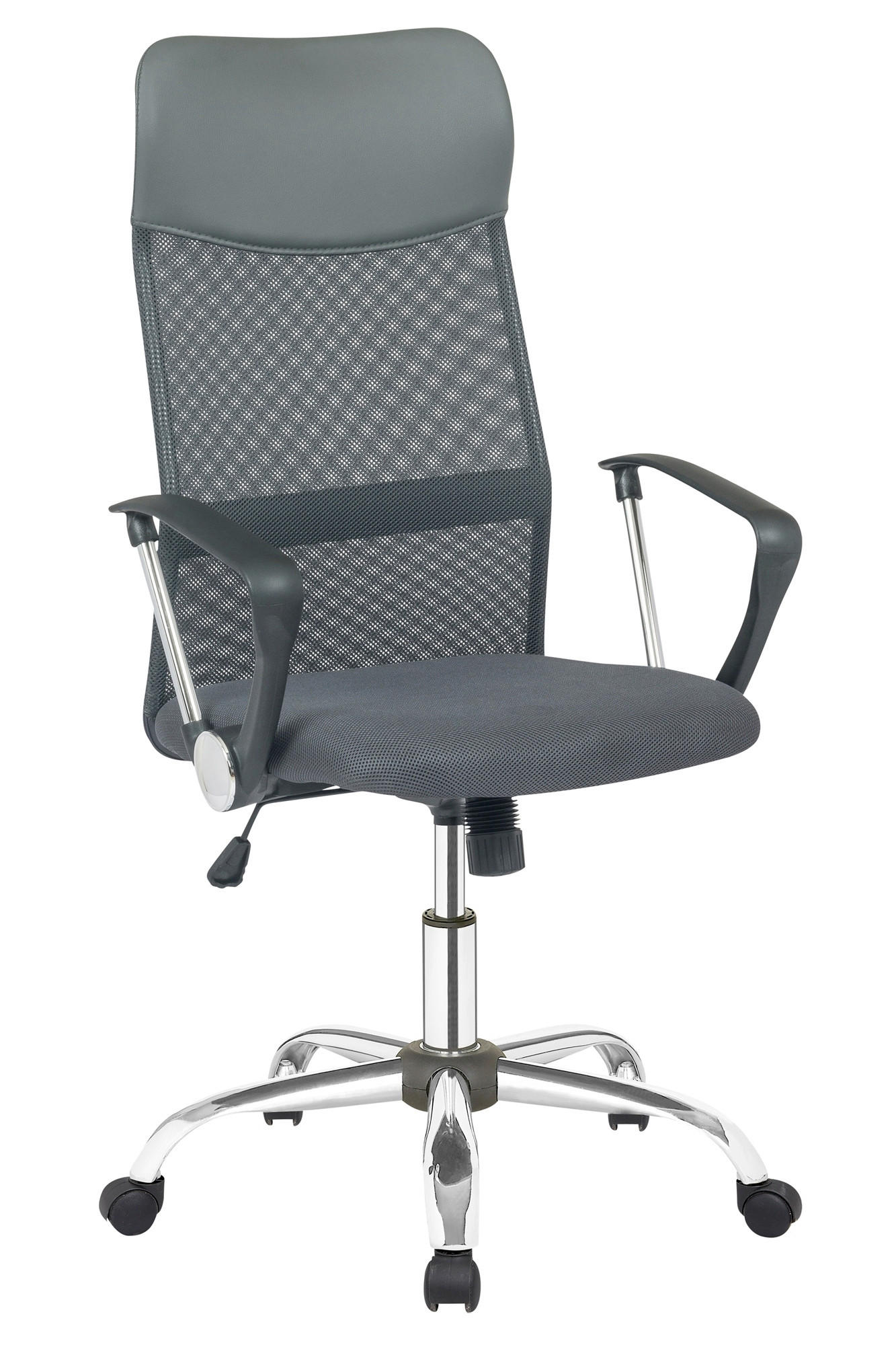 DREHSTUHL Lederlook Grau, Schwarz  - Chromfarben/Schwarz, Design, Kunststoff/Textil (62/111/60cm) - Livetastic