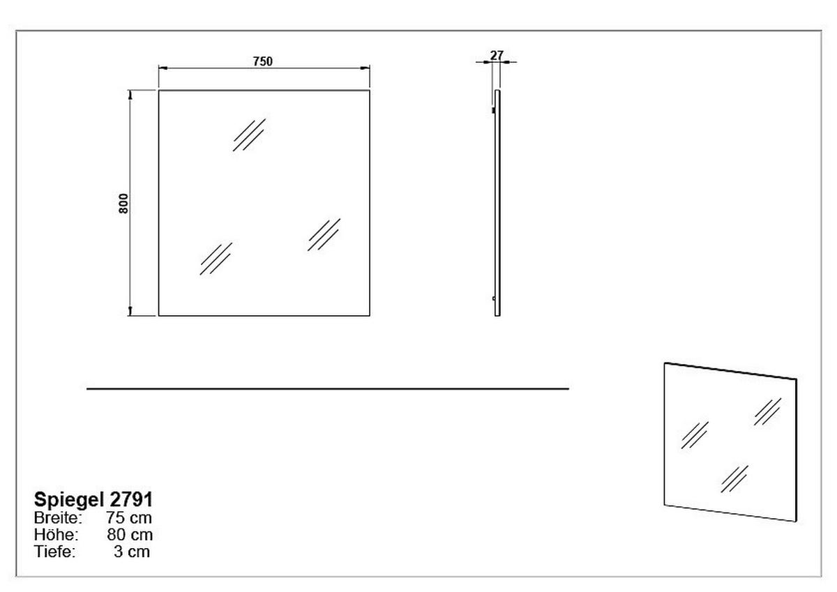 GARDEROBE 3-teilig  in 104/200/33 cm  - Eichefarben/Weiß, Design, Glas/Holzwerkstoff (104/200/33cm) - Germania