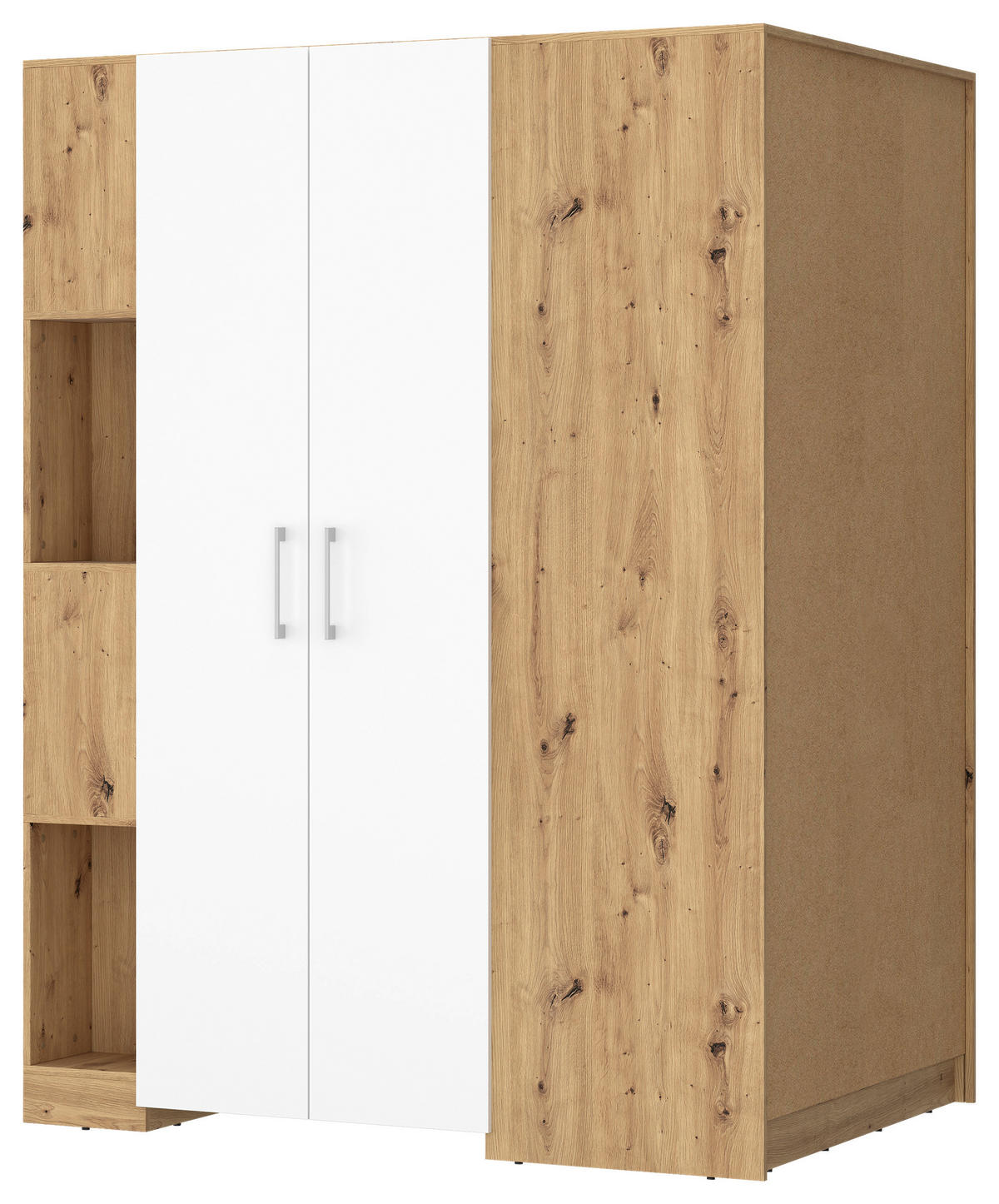 ECKSCHRANK 120/205/150 cm Weiß, Eiche Artisan  - Alufarben/Weiß, MODERN, Holzwerkstoff (120/205/150cm) - Ondega