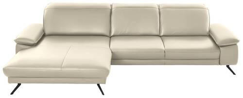 ECKSOFA in Echtleder Naturfarben  - Schwarz/Naturfarben, Design, Leder/Metall (193/328cm) - Dieter Knoll