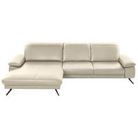 ECKSOFA in Echtleder Naturfarben  - Schwarz/Naturfarben, Design, Leder/Metall (193/328cm) - Dieter Knoll