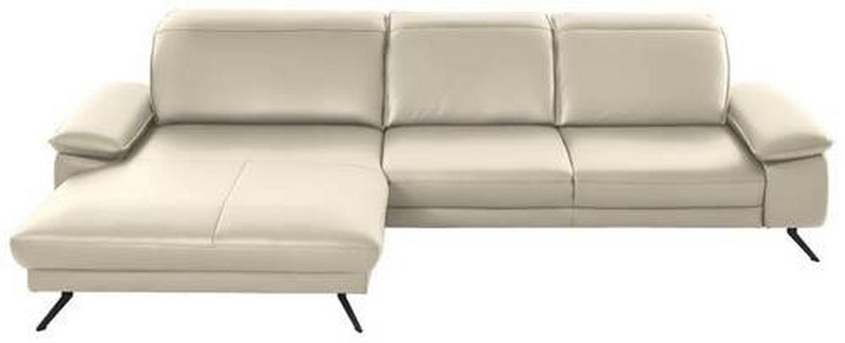 ECKSOFA in Echtleder Naturfarben  - Schwarz/Naturfarben, Design, Leder/Metall (193/328cm) - Dieter Knoll